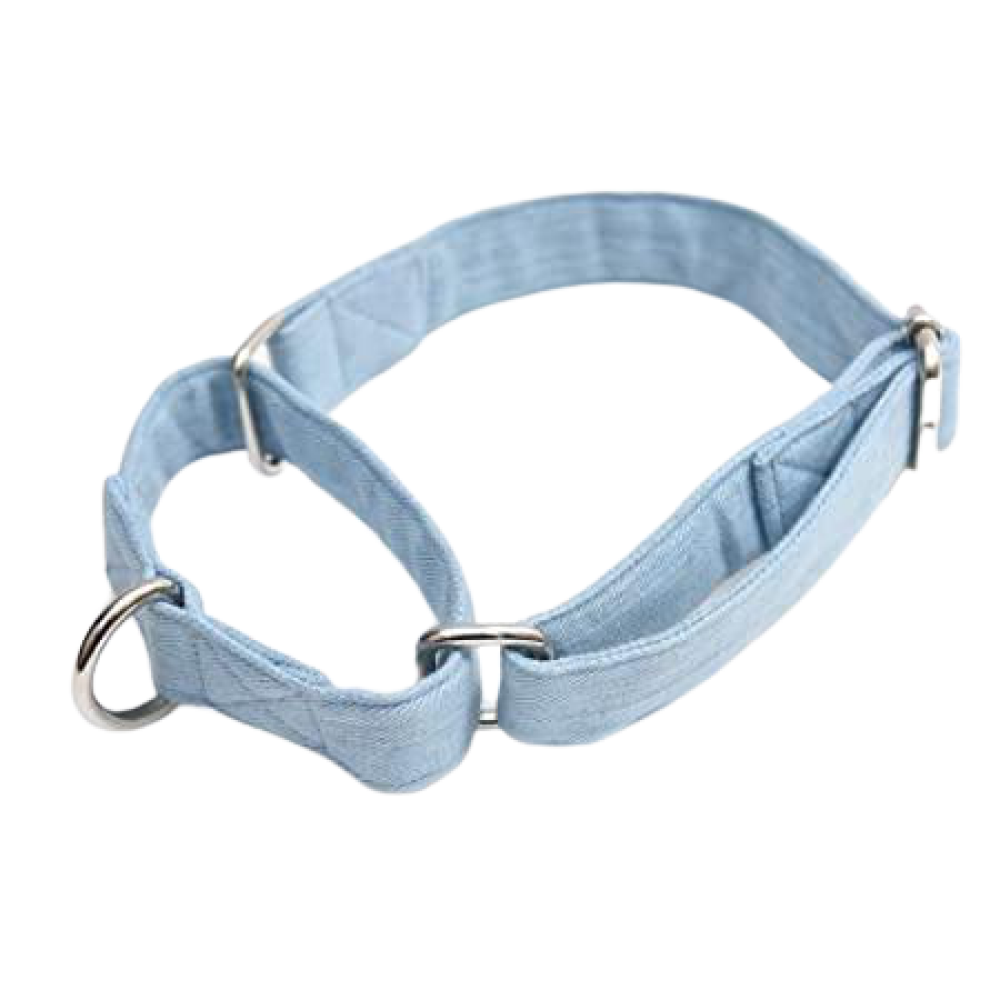 Mutt of Course Denim Martingale Collar for Dogs (Light Blue)