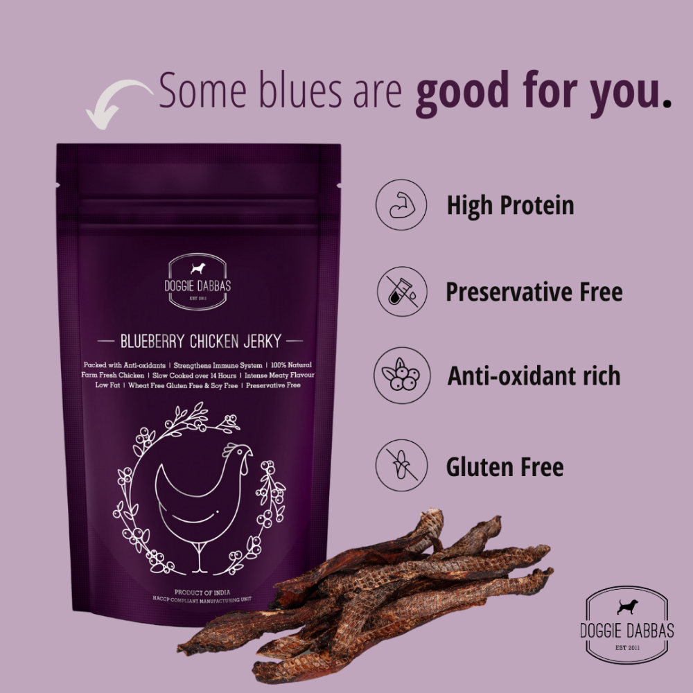 Doggie Dabbas Blueberry Chicken Jerky Dog Treats