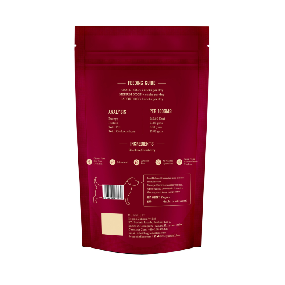 Doggie Dabbas Cranberry Chicken Jerky Dog Treats