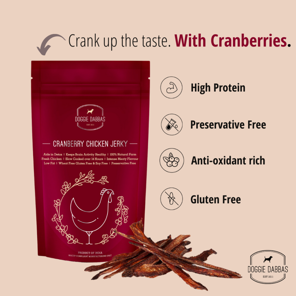 Doggie Dabbas Cranberry Chicken Jerky Dog Treats