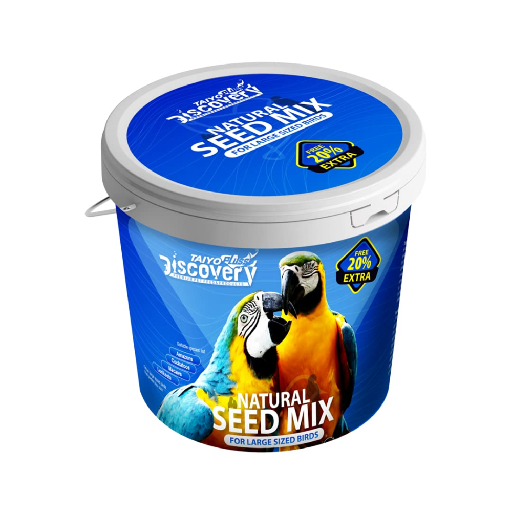 Taiyo Pluss Discovery Natural Seed Mix for African Grey Parrots Cockatoos Macaws Bird Food