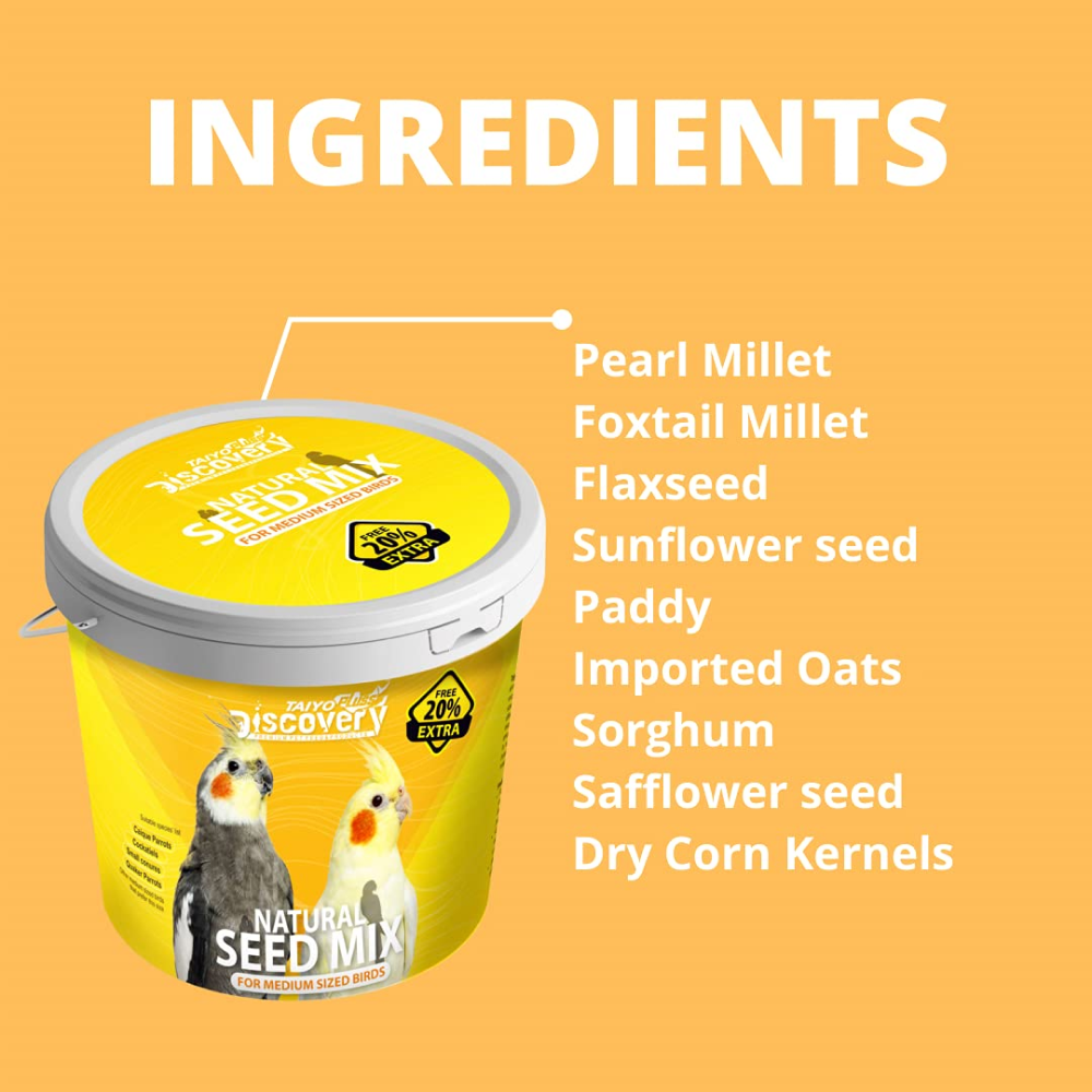 Taiyo Pluss Discovery Natural Seed Mix for Cockatiels Bird Food
