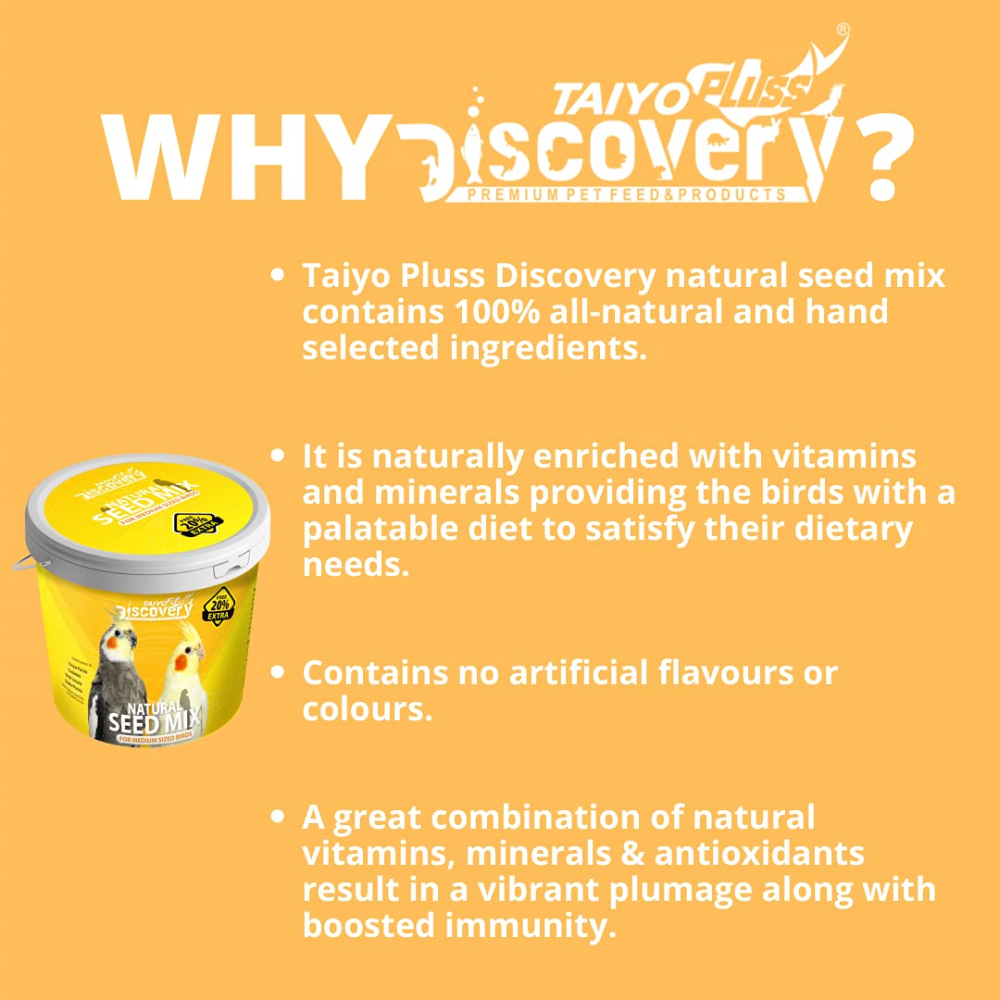 Taiyo Pluss Discovery Natural Seed Mix for Cockatiels Bird Food