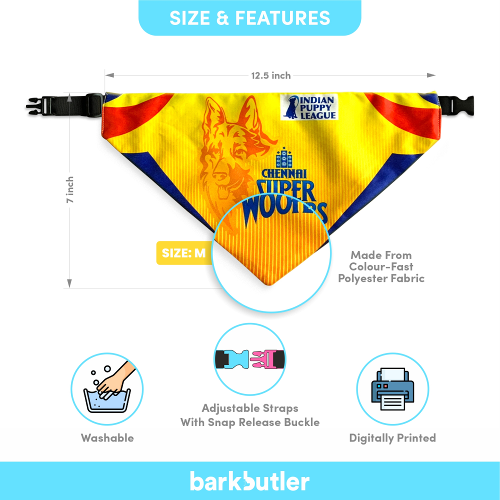 Barkbutler Chennai Super Woofers Bandana For Dogs
