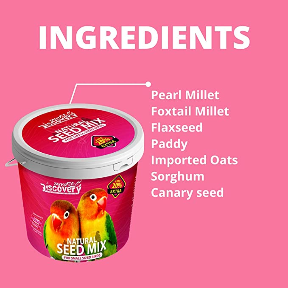 Taiyo Pluss Discovery Natural Seed Mix for African Love Birds Food