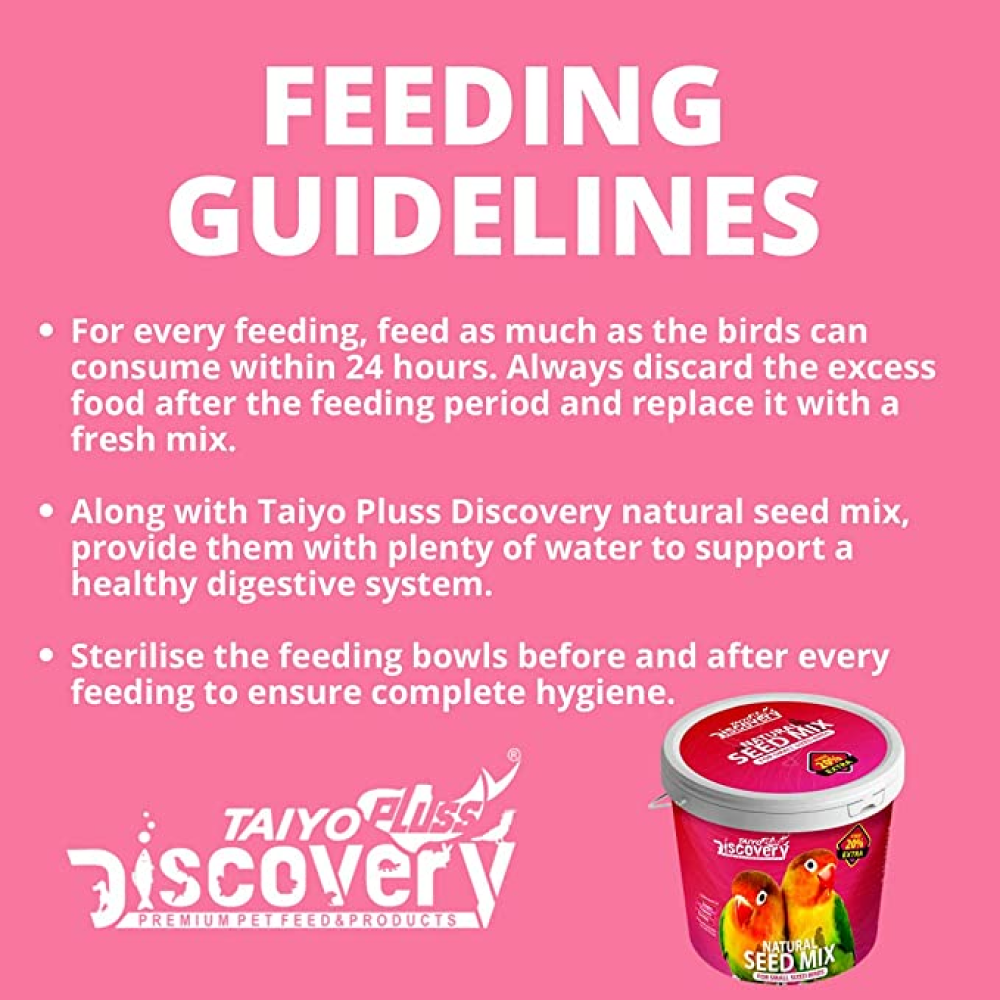 Taiyo Pluss Discovery Natural Seed Mix for African Love Birds Food