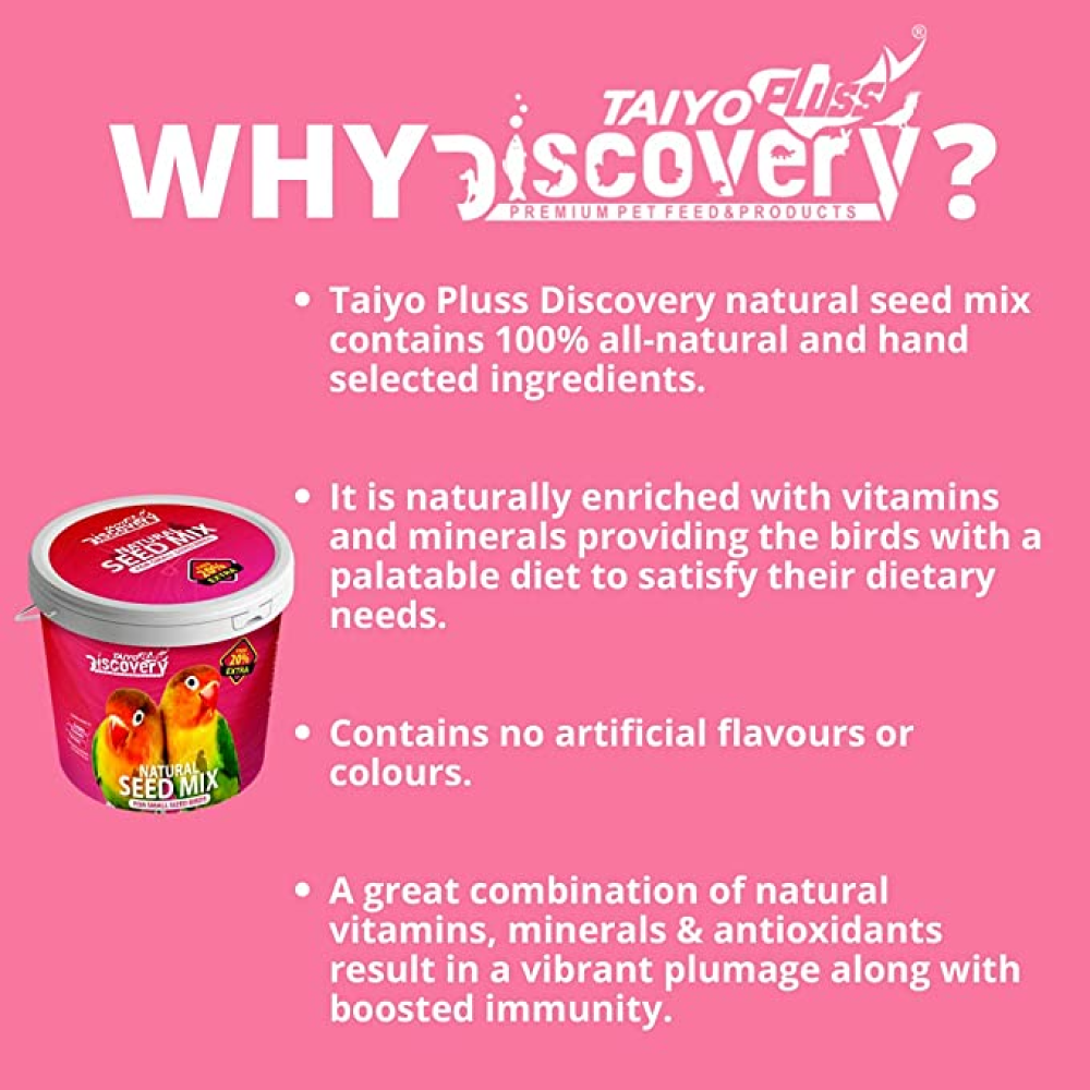 Taiyo Pluss Discovery Natural Seed Mix for African Love Birds Food