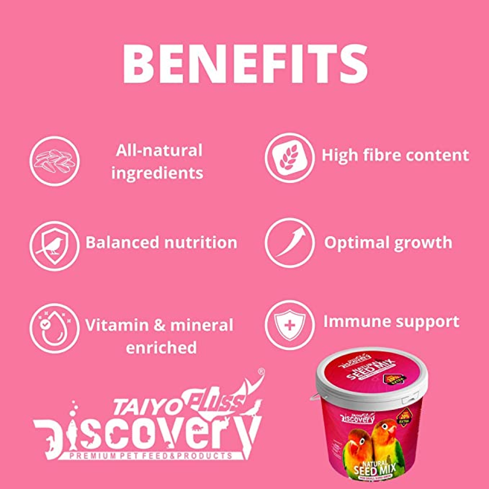 Taiyo Pluss Discovery Natural Seed Mix for African Love Birds Food