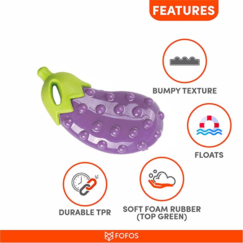 Fofos Vegi-Bites Eggplant Squeaky Toy for Dogs