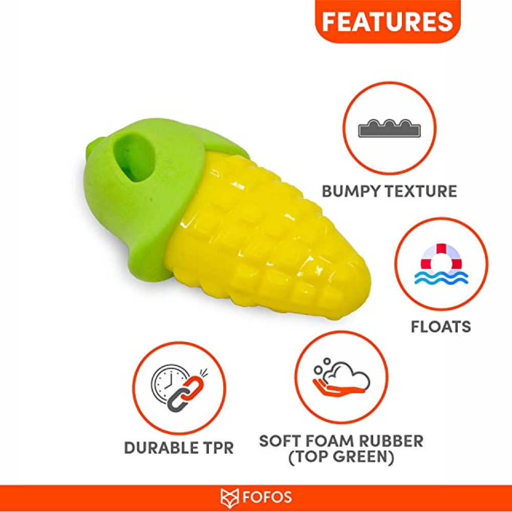 Fofos Vegi-Bites Corn Squeaky Toy for Dogs