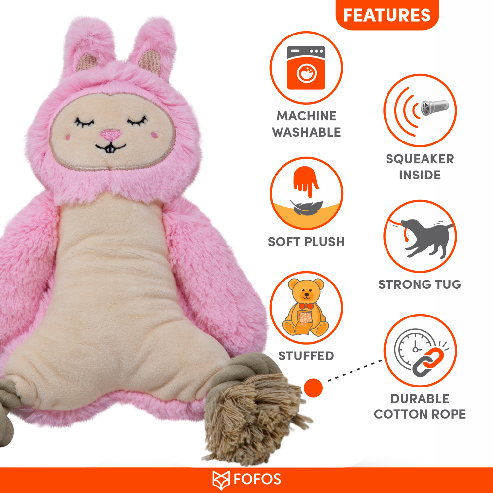Fofos Ropeleg plush Rabbit Toy for Dogs