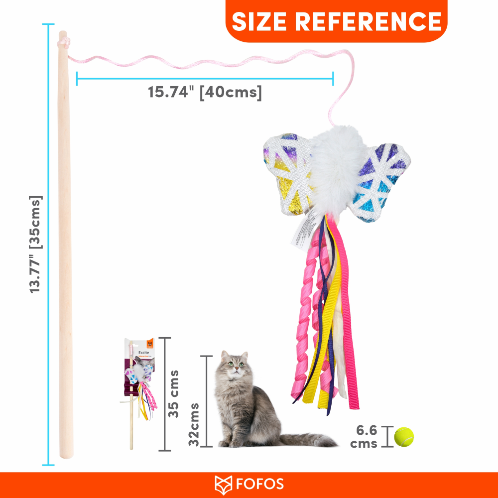 Fofos Blocky Meow Butterfly Wand Toy for Cats