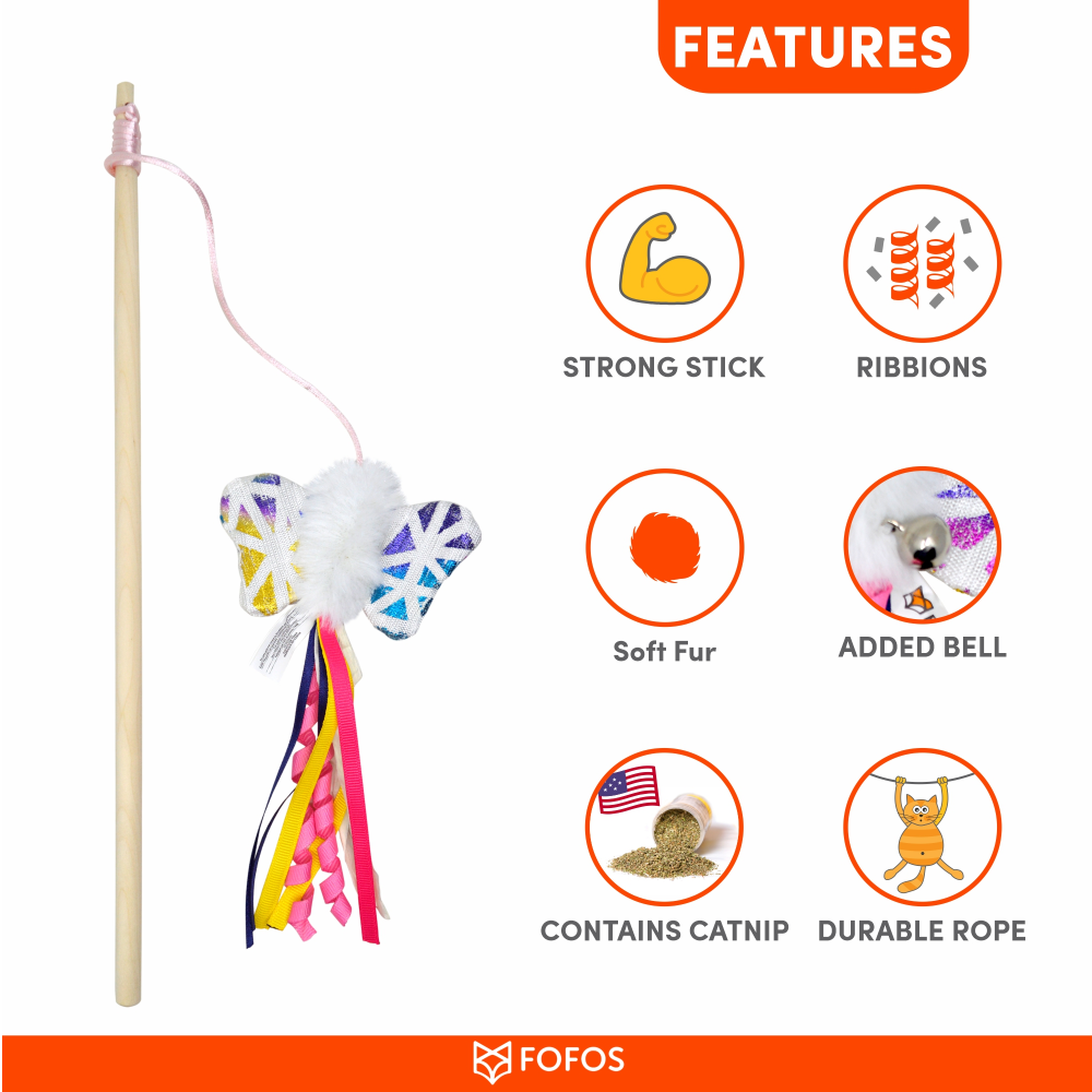 Fofos Blocky Meow Butterfly Wand Toy for Cats