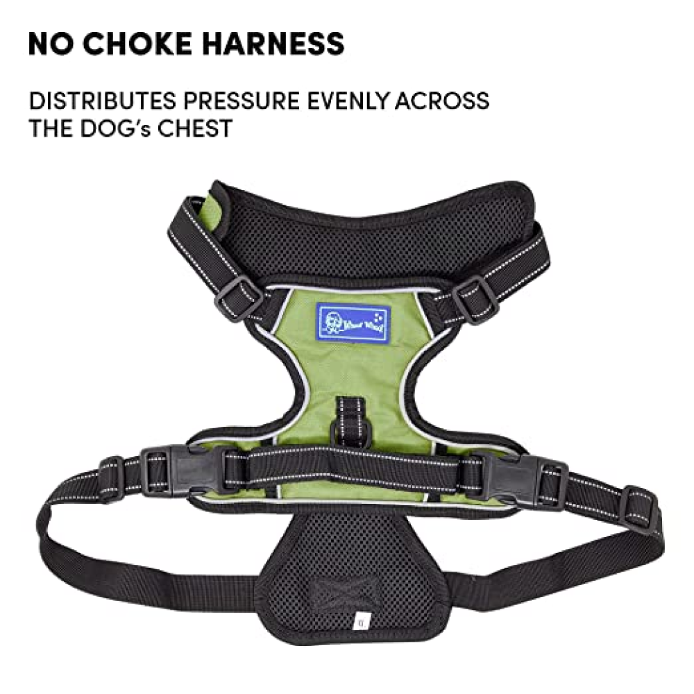 Whoof Whoof Double Padded Harness for Dogs (Green)