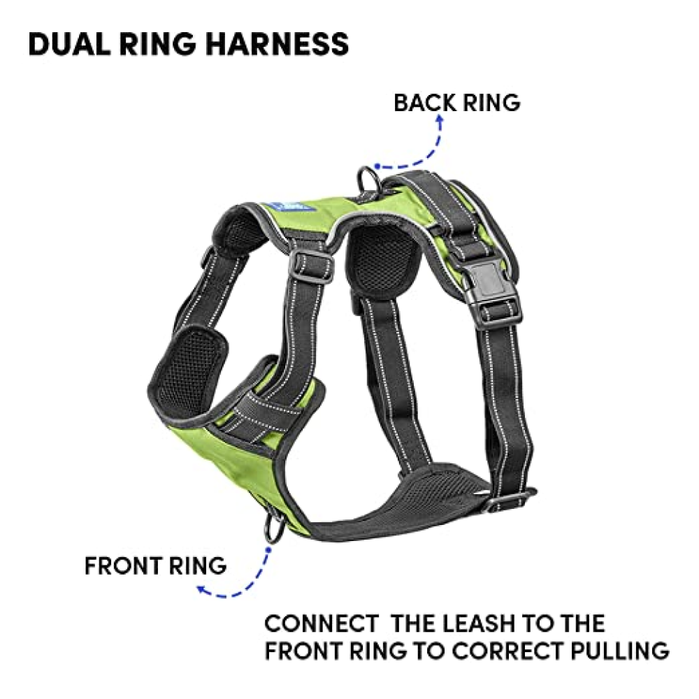 Whoof Whoof Double Padded Harness for Dogs (Green)