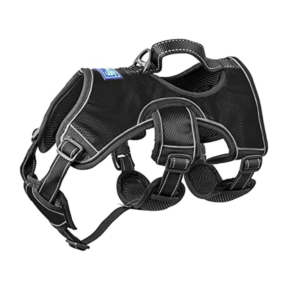 Whoof Whoof Full Body Three Layer Belt Harness for Dogs (Black)