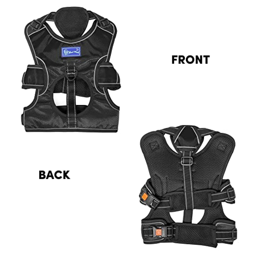 Whoof Whoof Full Body Three Layer Belt Harness for Dogs (Black)