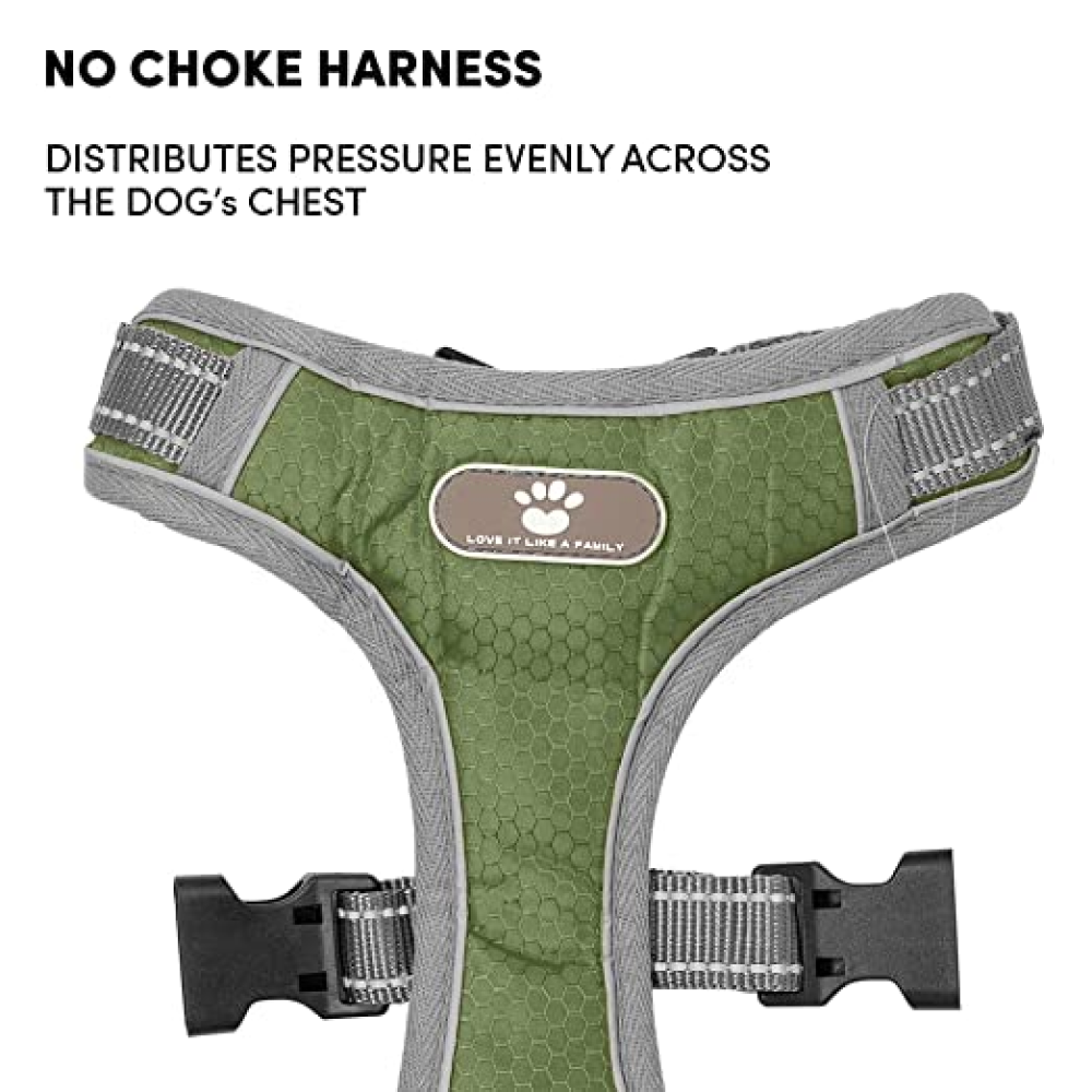 Whoof Whoof Bottom Padded Harness for Dogs (Green)