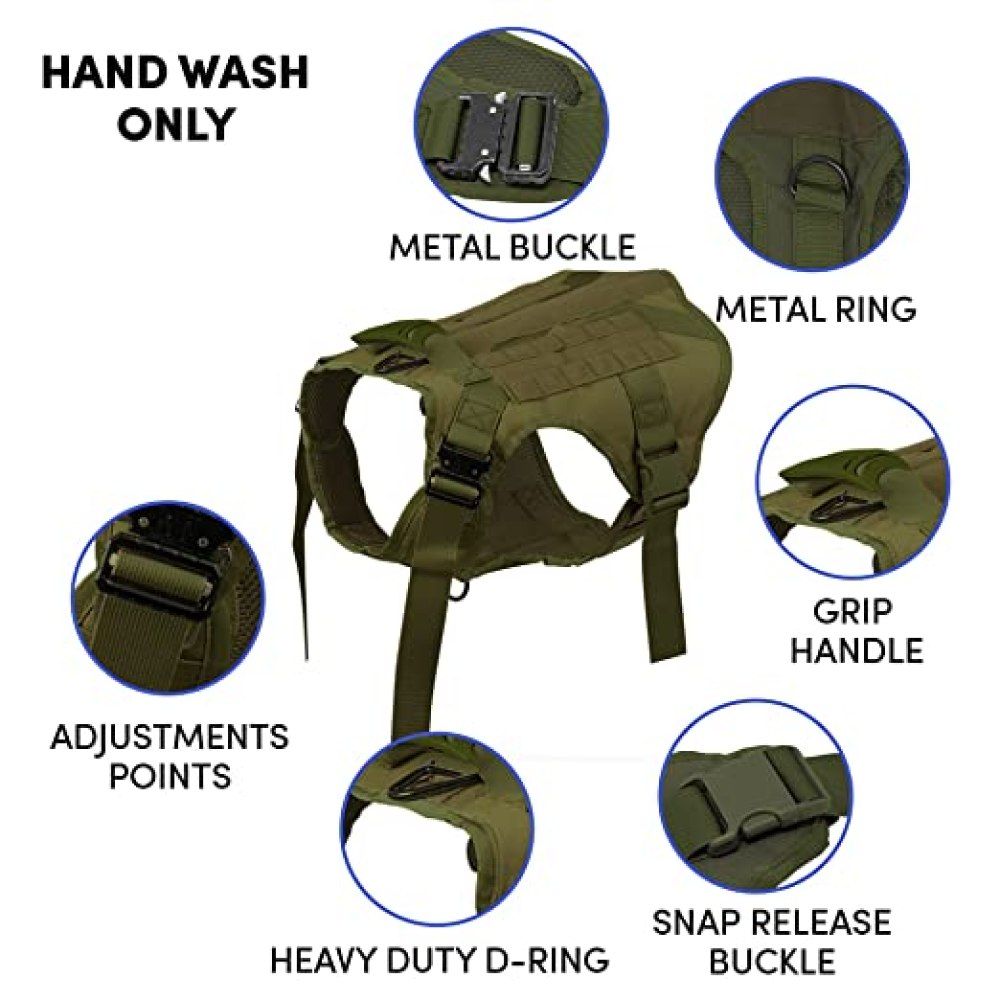 Whoof Whoof Tactical Harness for Dogs (Green)