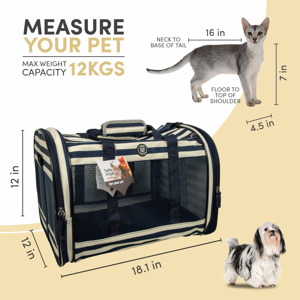 Fofos Blue and White Striped Foldaway Carrier for Pets