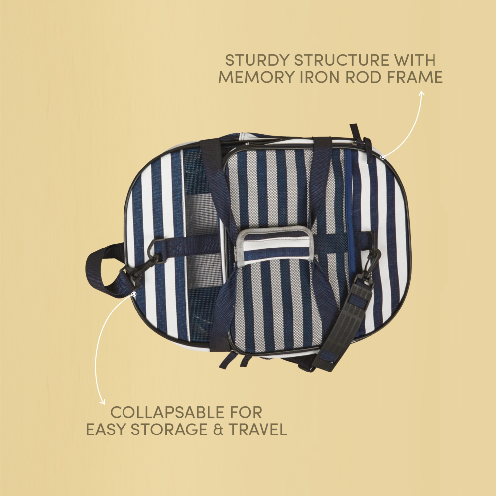 Fofos Blue and White Striped Foldaway Carrier for Pets