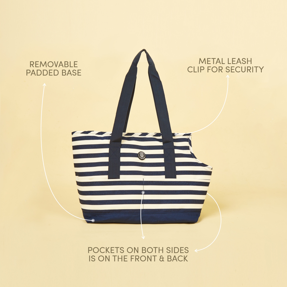 Fofos Blue and White Stripes Shoulder Carrier for Pets