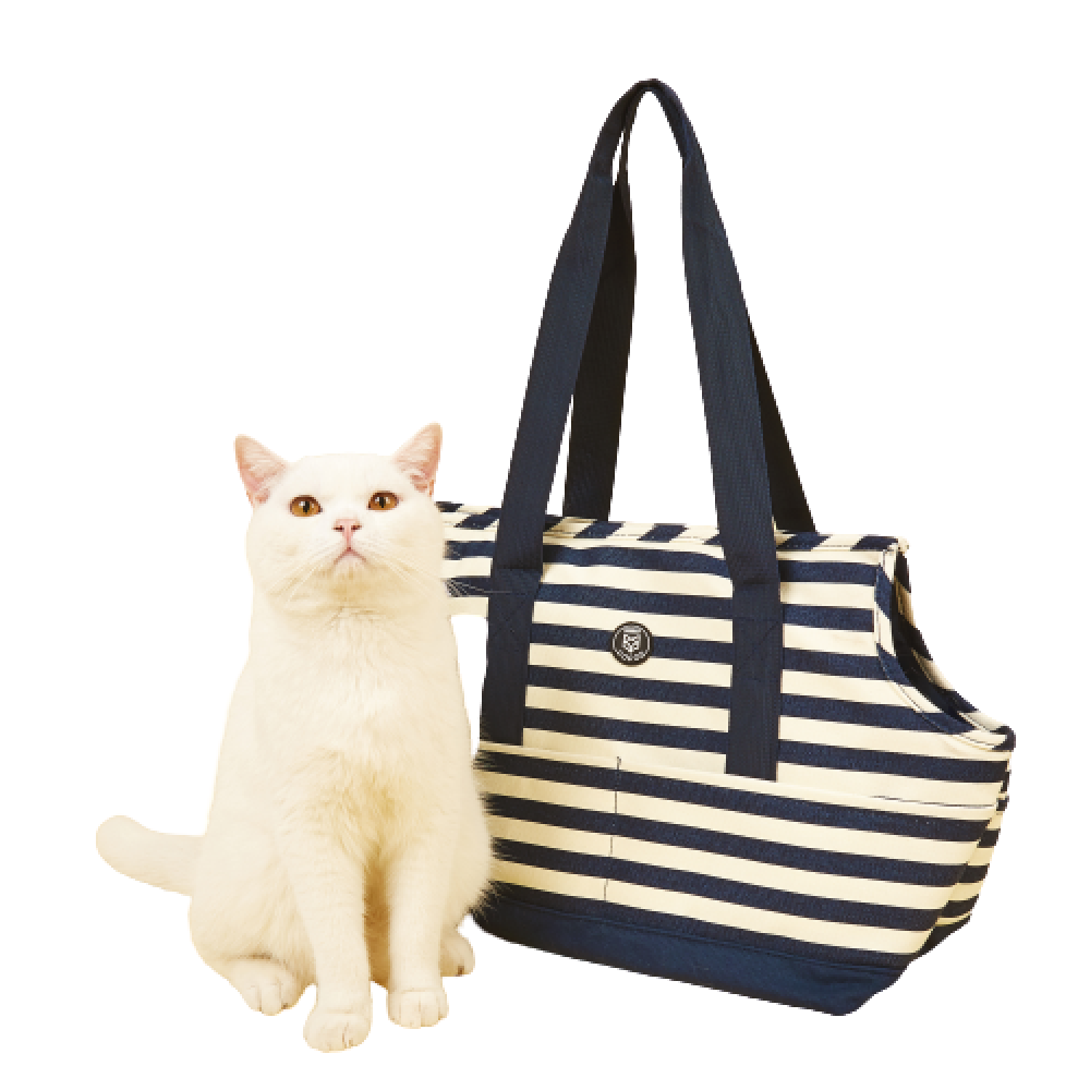 Fofos Blue and White Stripes Shoulder Carrier for Pets