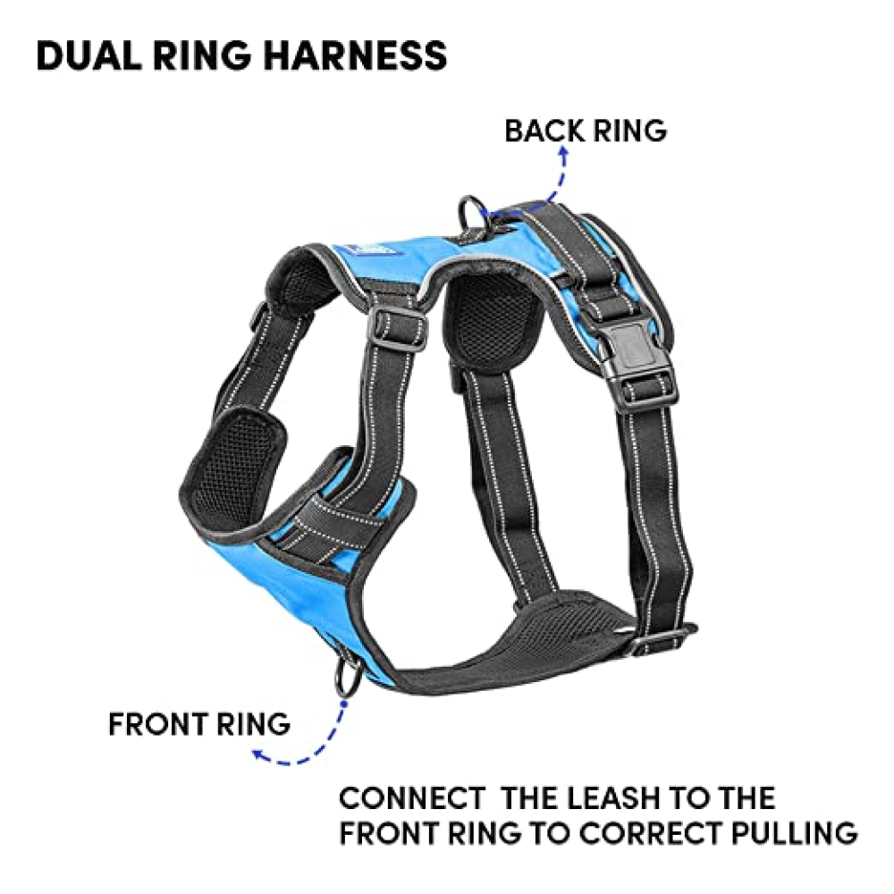 Whoof Whoof Double Padded Harness for Dogs (Blue)