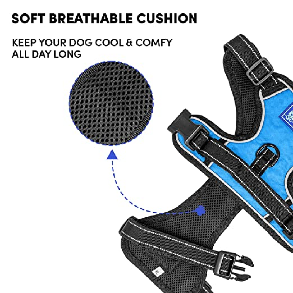 Whoof Whoof Double Padded Harness for Dogs (Blue)