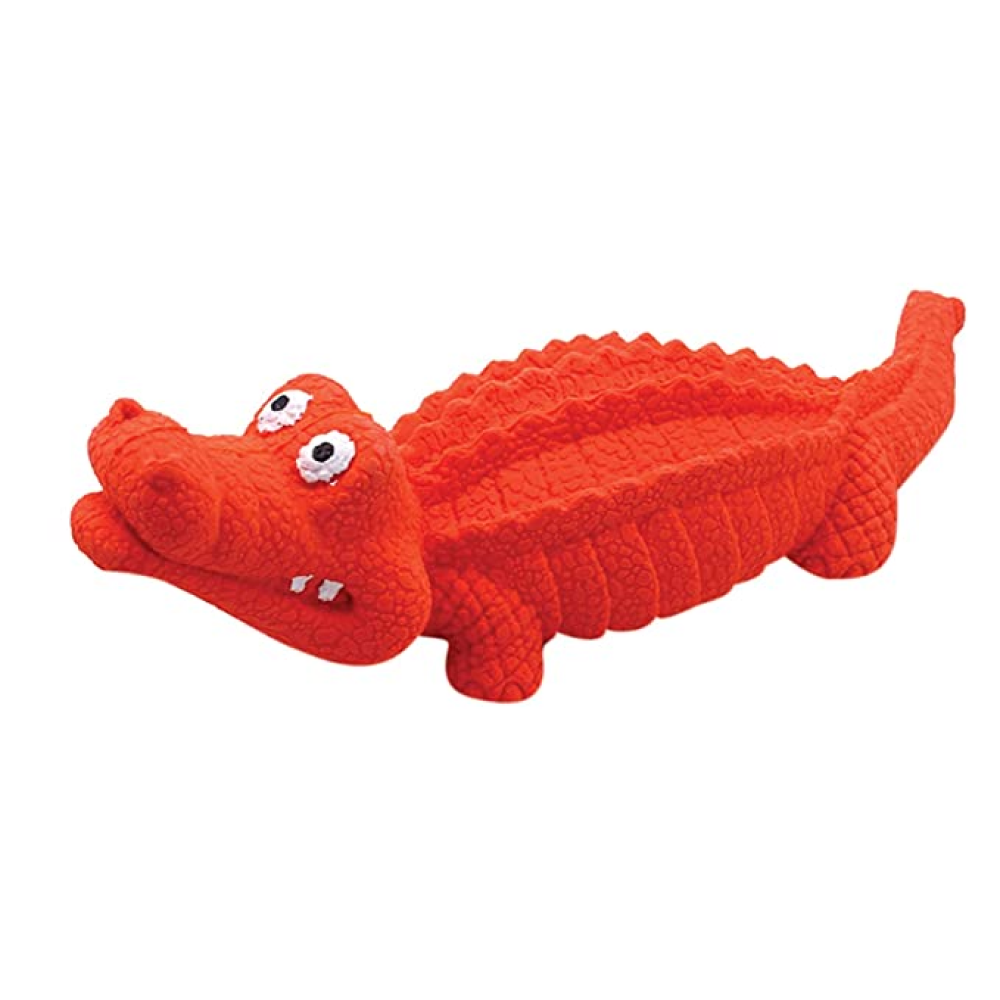 Goofy Tails Squeaky Rubber Crocodile Toy for Dogs