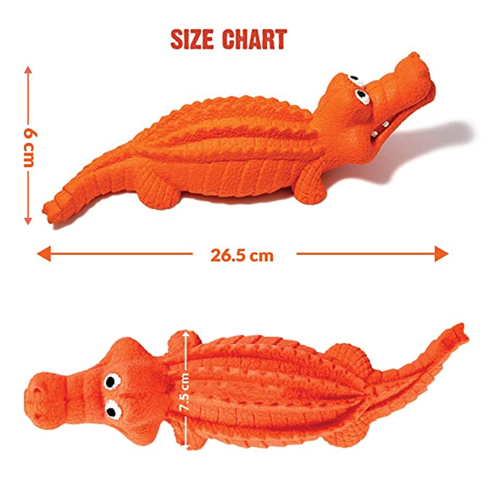 Goofy Tails Squeaky Rubber Crocodile Toy for Dogs