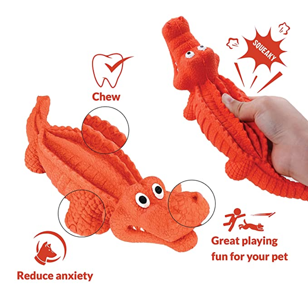 Goofy Tails Squeaky Rubber Crocodile Toy for Dogs