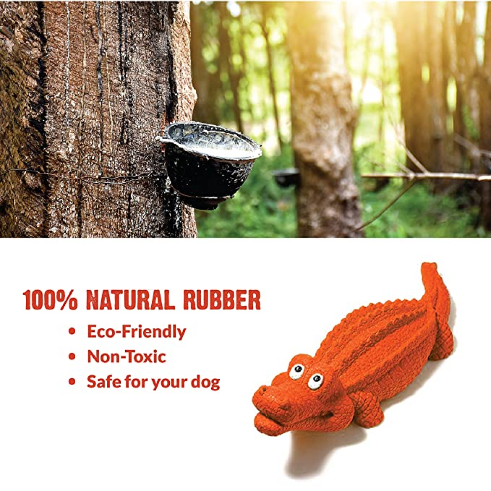 Goofy Tails Squeaky Rubber Crocodile Toy for Dogs