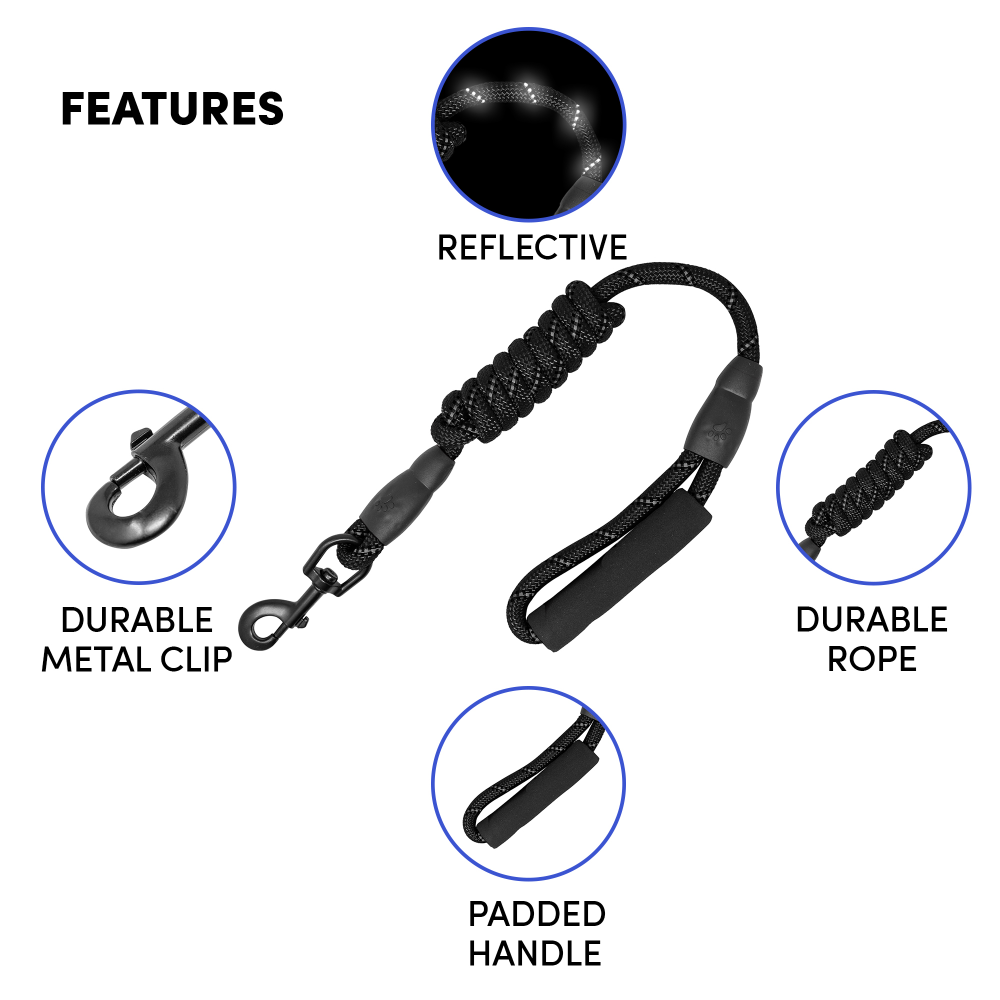 Whoof Whoof Meash Harness + Leash for Dogs (Black)