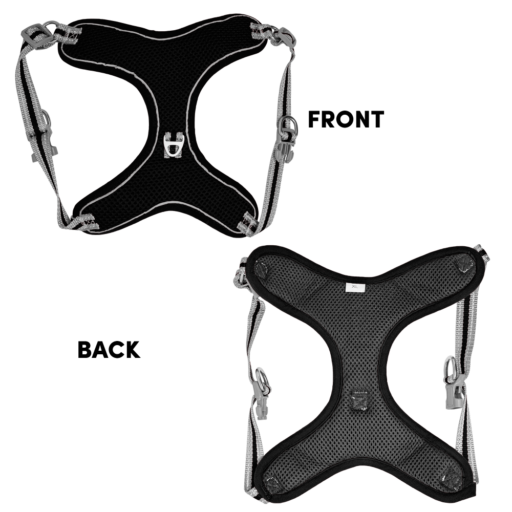 Whoof Whoof Meash Harness + Leash for Dogs (Black)