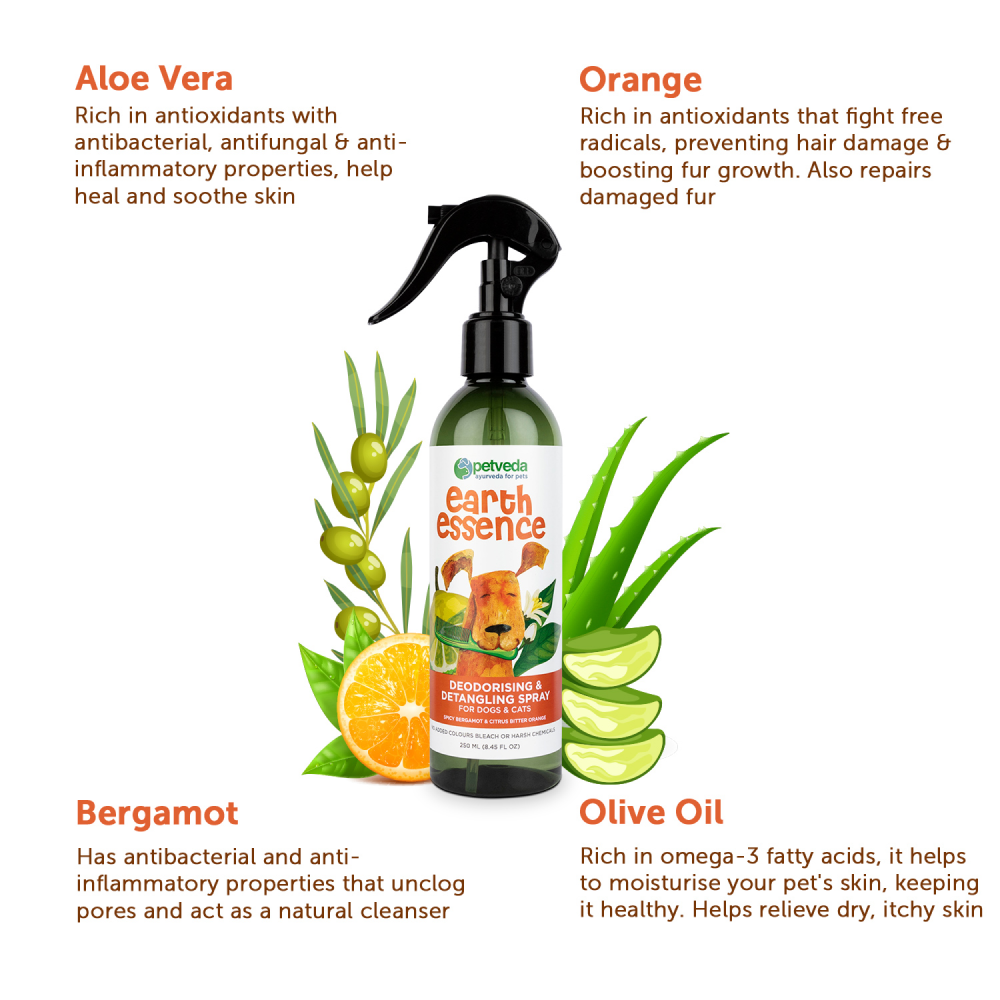 Petveda Earth Essence Deodorizing & Detangling Spray for Pets