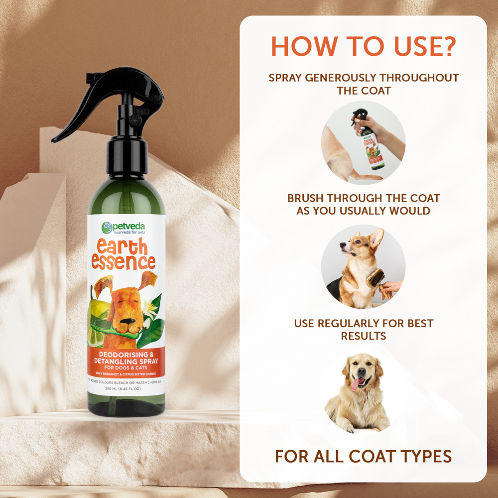 Petveda Earth Essence Deodorizing & Detangling Spray for Pets