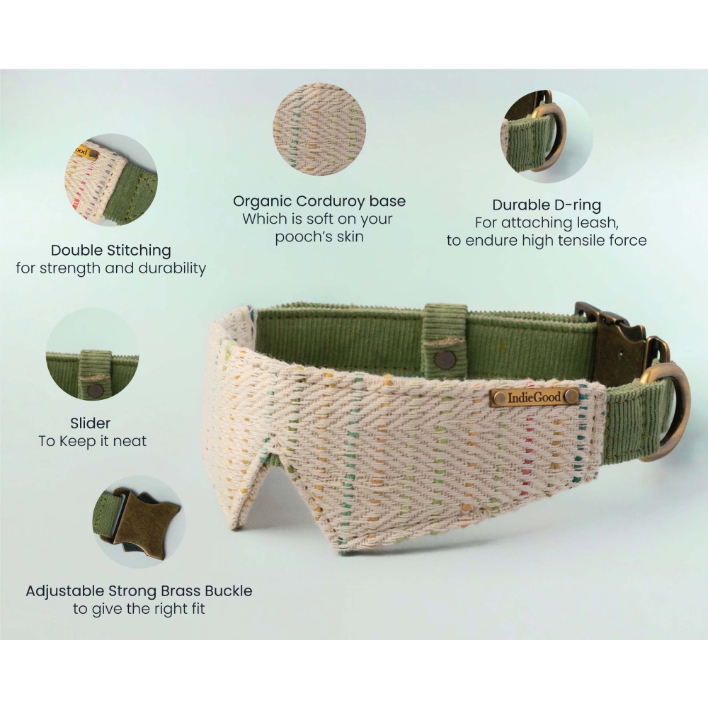 IndieGood Handloom Cotton Premium Woven Collar for Dogs