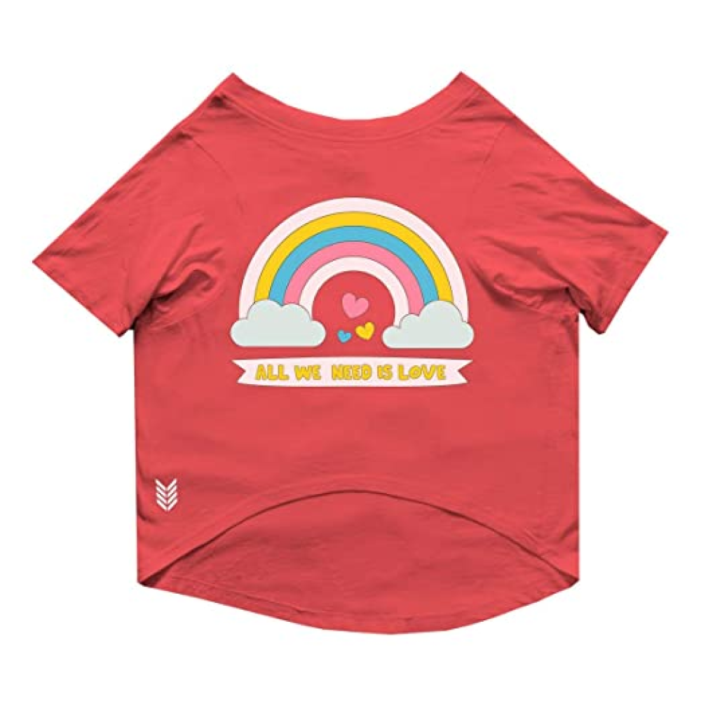 Ruse Basic Crew Neck "All We Need is Love" Printed Half Sleeves T-Shirt for Dogs (Poppy Red)
