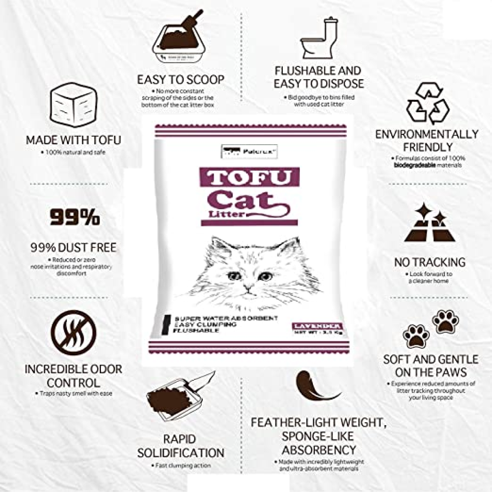 Petcrux Exclusive Organic Tofu Litter for Cats (Lavender)