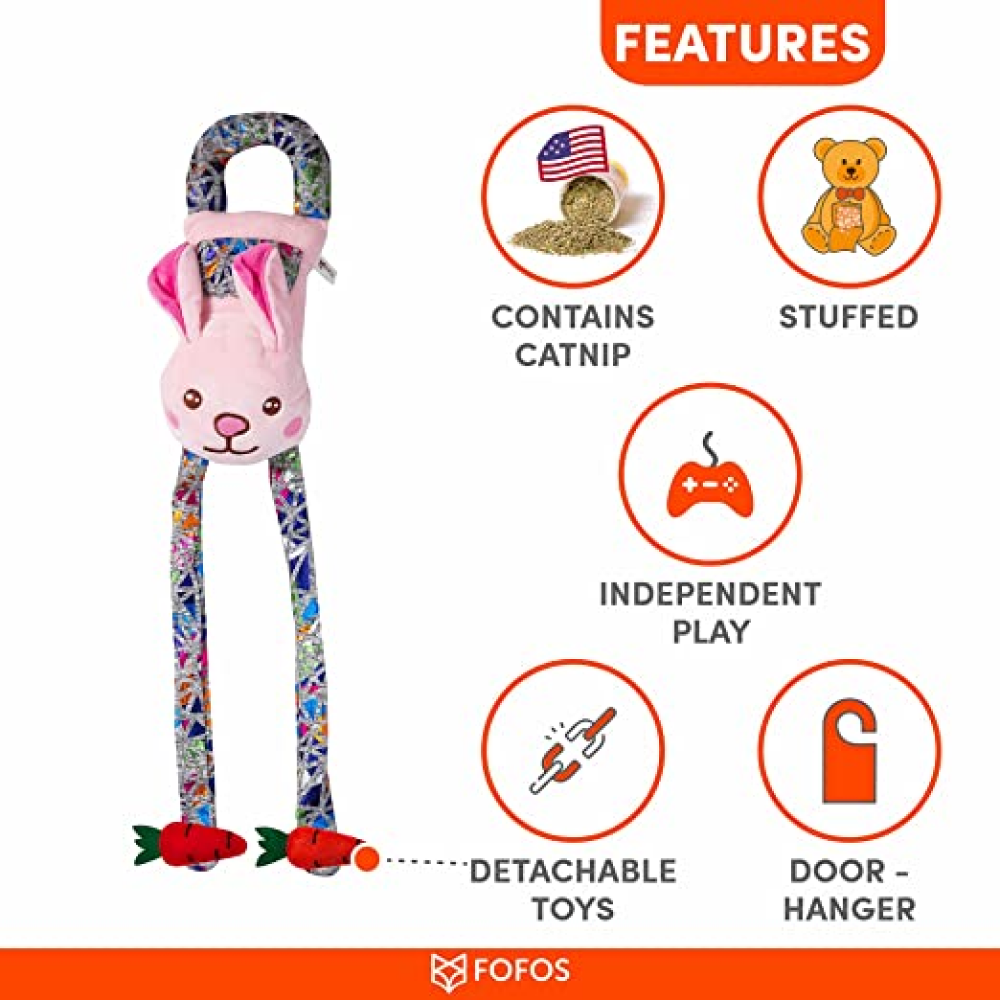 Fofos Blocky Meow Door Hanger Rabbit Toy for Cats