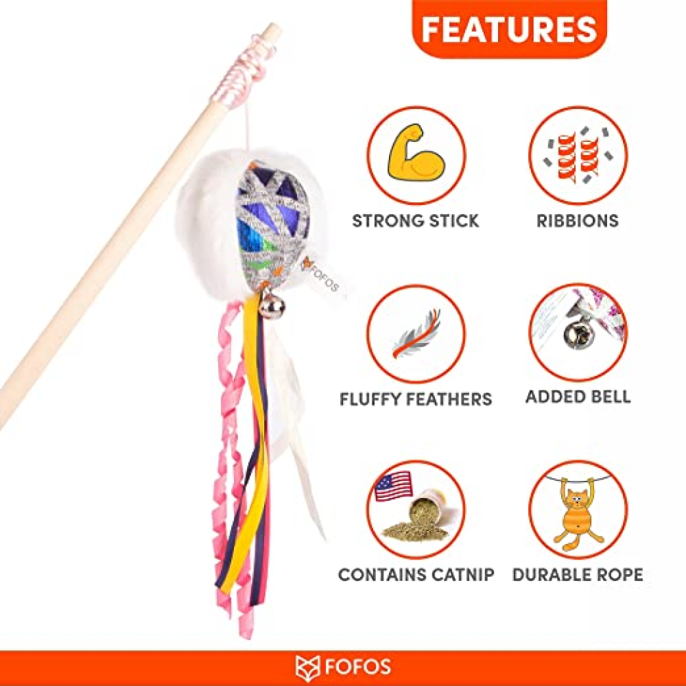 Fofos Blocky Meow Ball Wand Toy for Cats