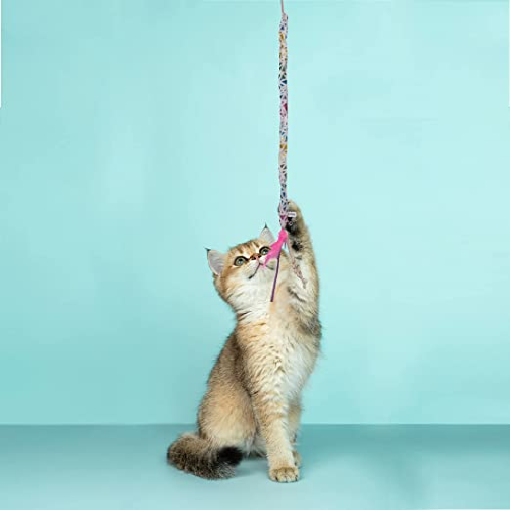 Fofos Blocky Meow Feather Wand Toy for Cats