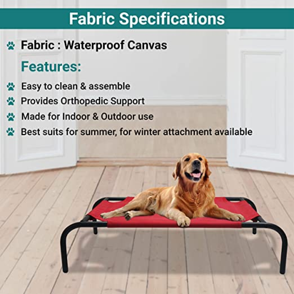 Hiputee Red Canvas Elevated Bed for Pets