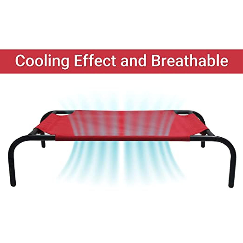 Hiputee Red Canvas Elevated Bed for Pets