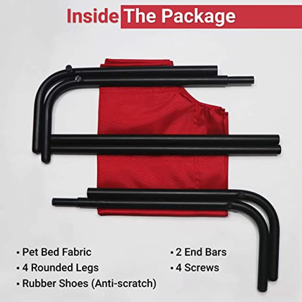 Hiputee Red Canvas Elevated Bed for Pets