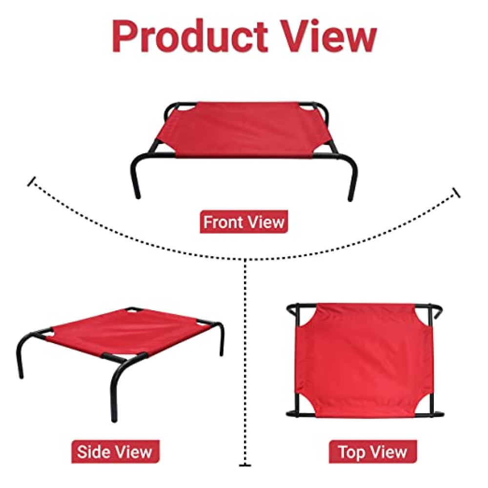 Hiputee Red Canvas Elevated Bed for Pets