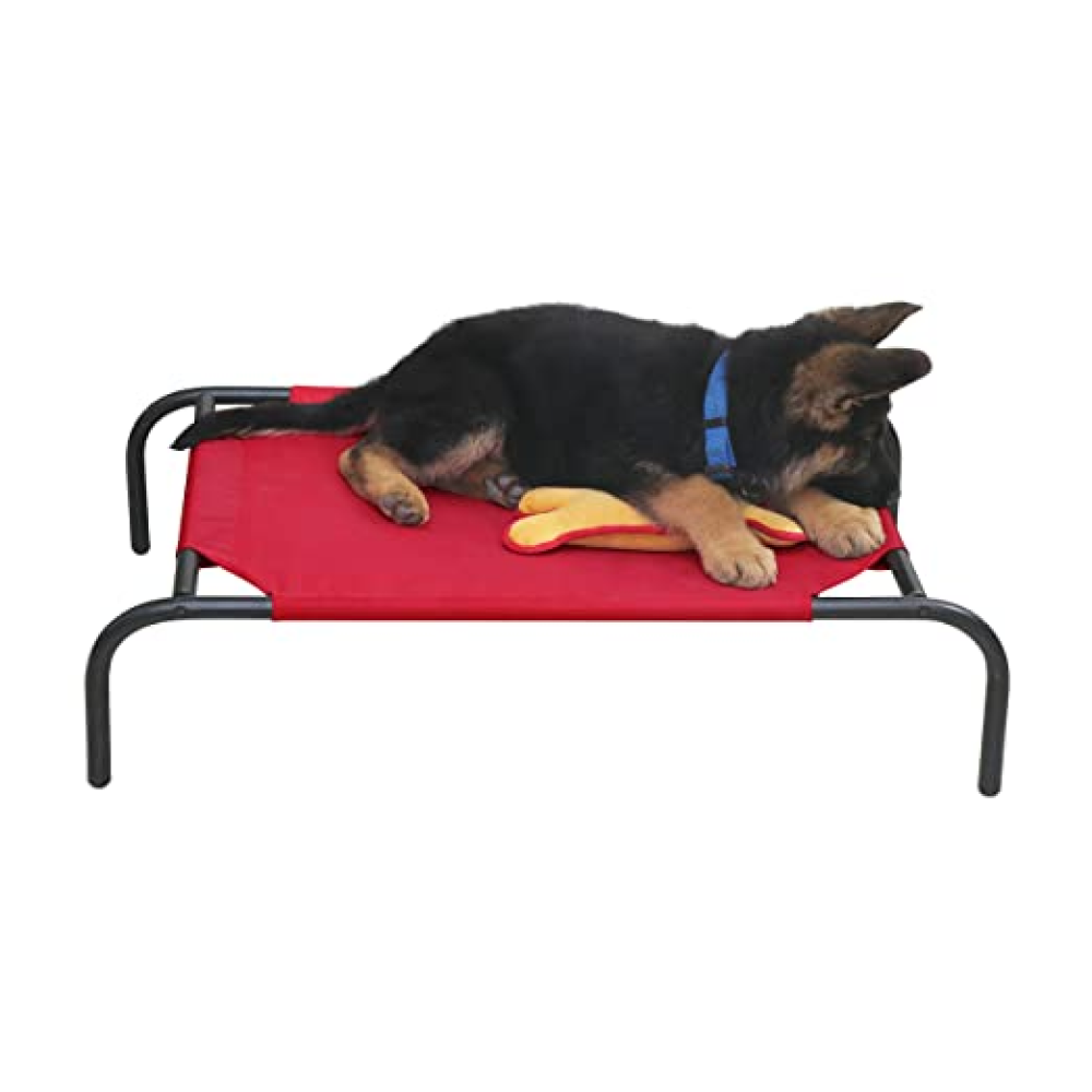 Hiputee Red Canvas Elevated Bed for Pets