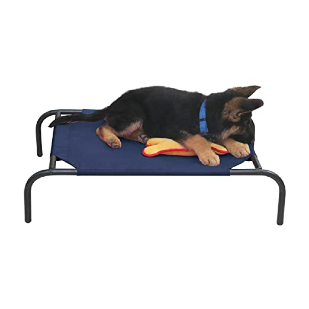 Hiputee Blue Canvas Elevated Bed for Pets