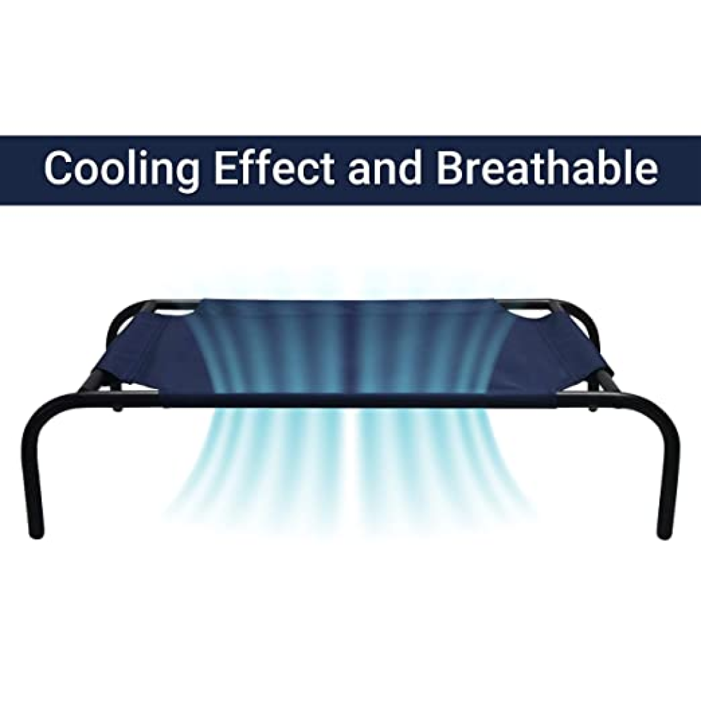 Hiputee Blue Canvas Elevated Bed for Pets